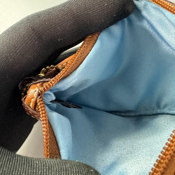 Coach Tattersall Wristlet 40990 Plaid Metallic handle Metal tag charm cream - Picture 12 of 15